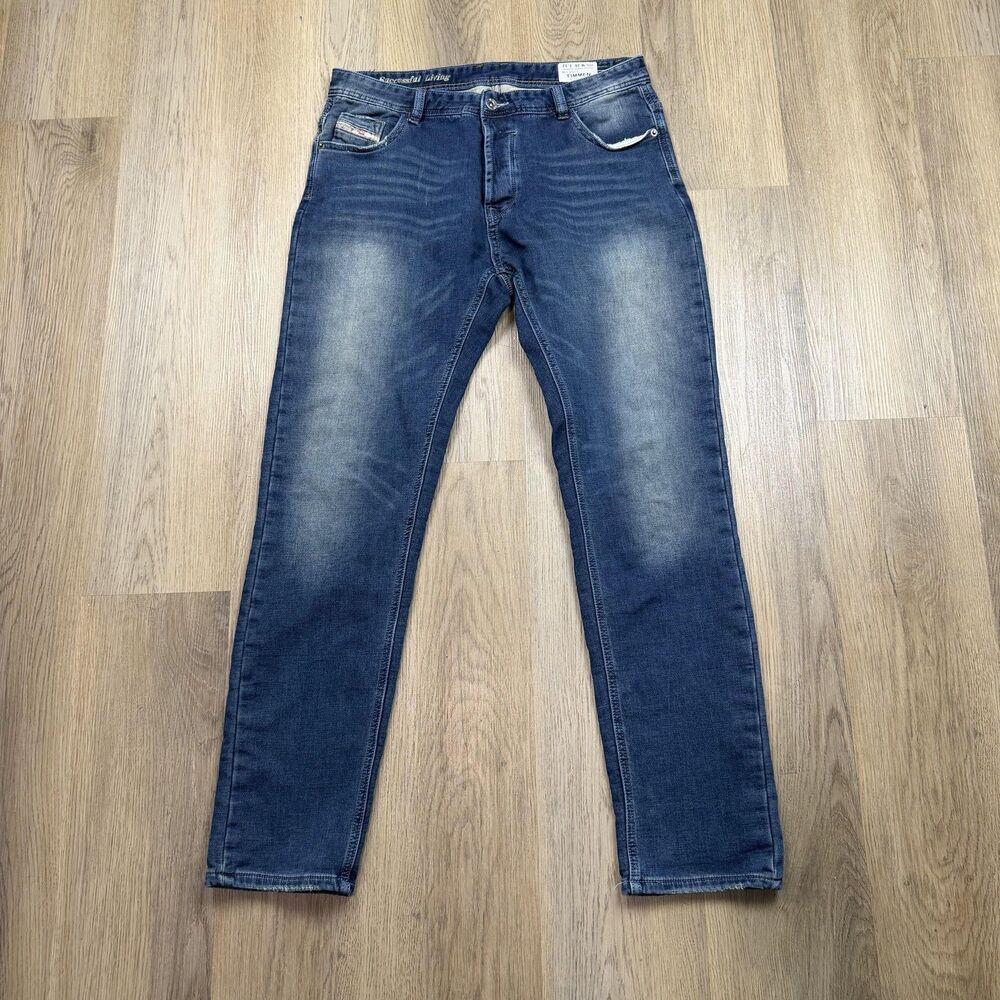 Diesel Jeans Mens 36x32 Blue Timmen Denim Regular Straight Leg Made Italy Casual